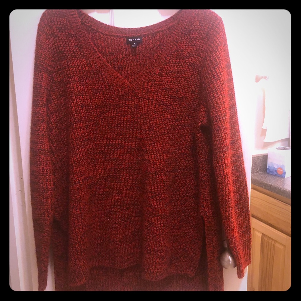 Torrid red and black v-neck sweater
